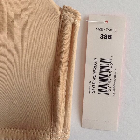 NWT Joe Fresh Women's Wireless Bra Size 38B Nude Skin Tone - Picture 3 of 4